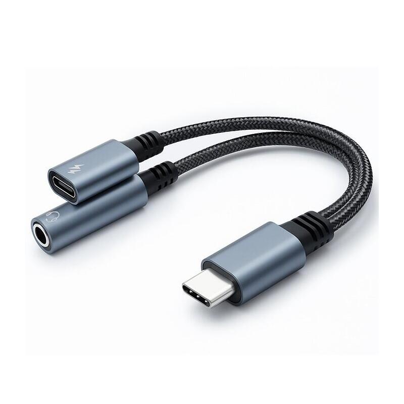 Qoltec 51785 Adapter 2w1 Usb C Usb C Jack 3.5mm Pd 15w 10cm