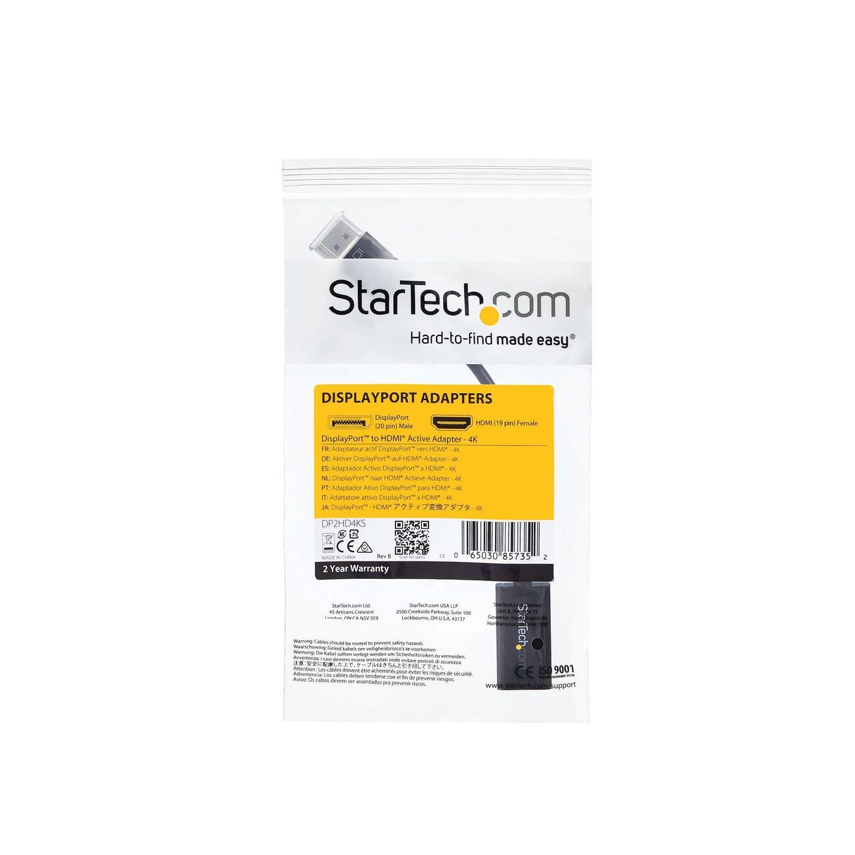 EAN 0065030857352 - StarTech.com DP2HD4KS adaptador de cable de vídeo 0,15 m HDMI tipo A (Estándar) Negro imagen 6