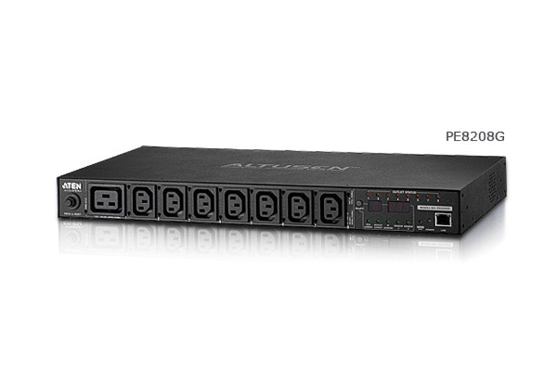 Aten Pdu (Power Distribution Unit) 8-Port Intelligent 1u Eco Unidad De Distribución De Alimentación Inteligente Eco Pdu De 8 Puertos De Tamaño 1u, Con Medición Por Toma Eléctrica De Salida (7 X C13, 1 X C19)