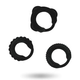 Addicted Toys - Set 3 Anillos Pene Negro