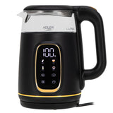 Adler Ad 1305 Electric Kettle, Glass With Led Display & Temperature Regulation, 1.7l, Black Gold