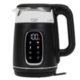 Adler Ad 1305 Electric Kettle, Glass With Led Display & Temperature Regulation, 1.7l, Black Silver
