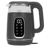 Adler Ad 1305 Electric Kettle, Glass With Led Display & Temperature Regulation, 1.7l, Grey