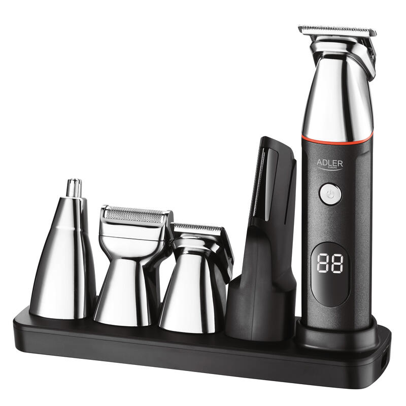 Adler Ad 2946 5in1 MenS Grooming Kit, Lcd Display, Black Stainless Steel