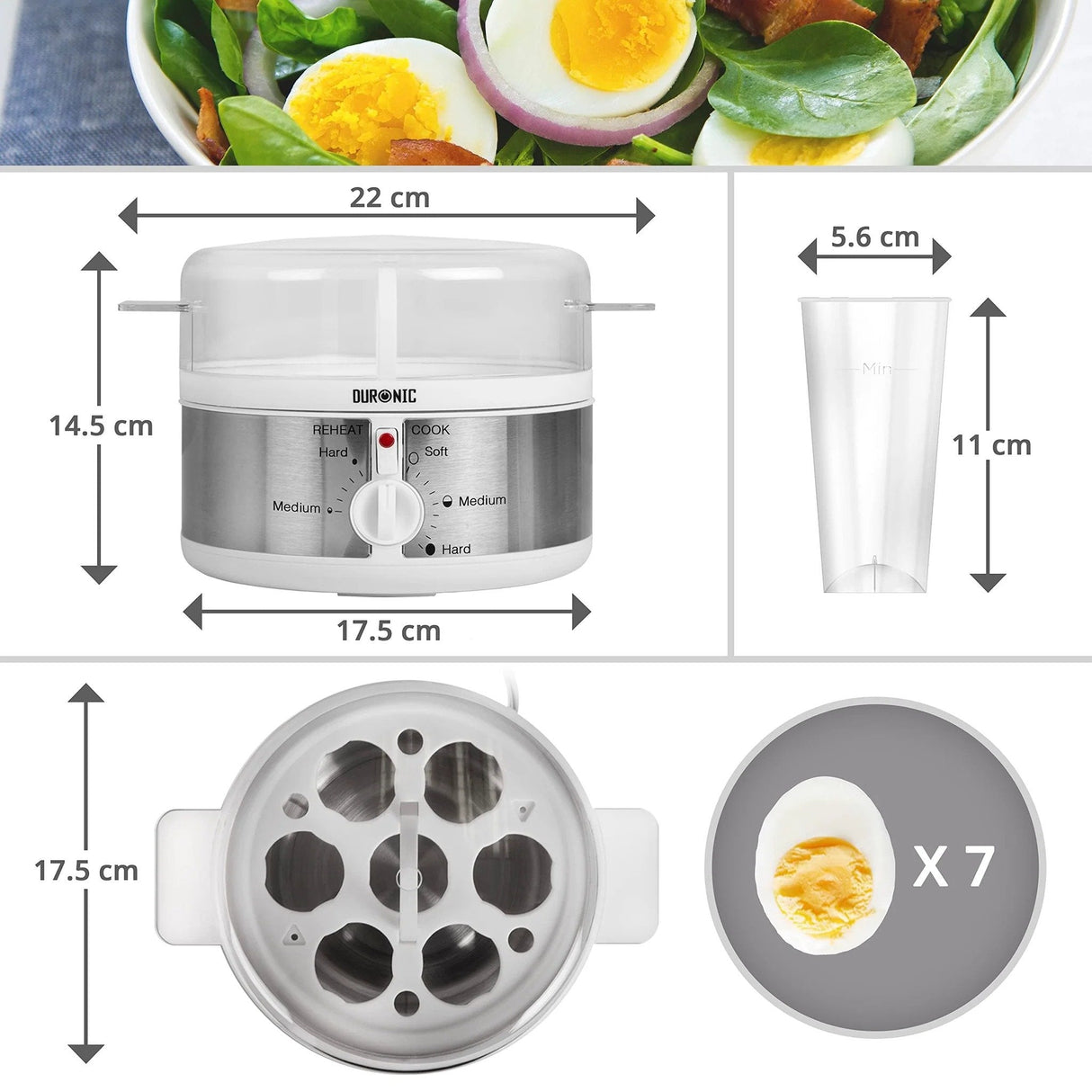 Hervidor Para Huevos Duronic Para 7 Huevos Termostato Y Minutero