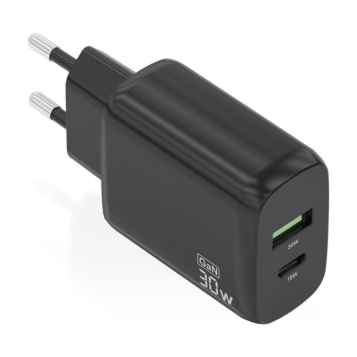 Aisens Cargador Gan 30w, 1xusb-C Pd3.0 Qc4.0, 1xusb-A Qc3.0, Negro