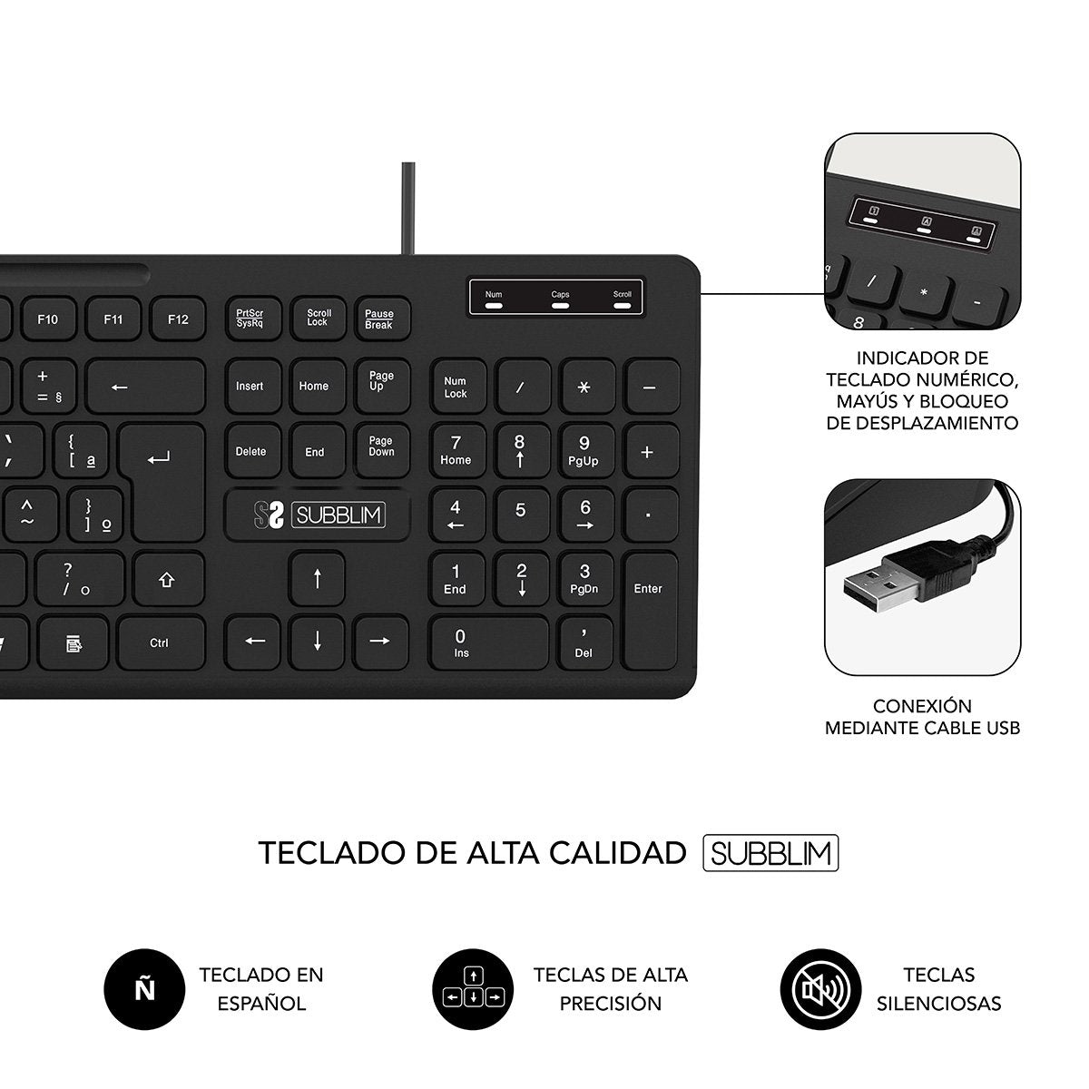 Teclado Y Ratón Subblim Combo Business Cssk01 Negro