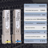 Extralink Sfp 1.25g  Sfp Wdm Módulo  1,25gbps, 1310/1550nm, Single Mode, 3km, Sc, Dom, Pair