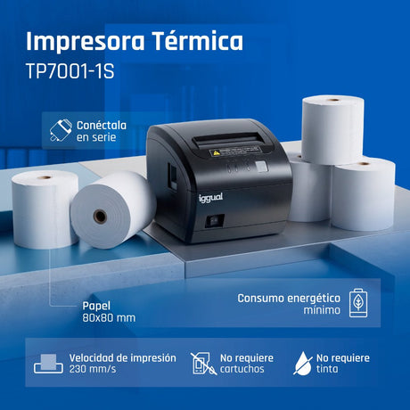 EAN 8435364319185 - iggual TP7001-1S 203 x 203 DPI Alámbrico Transferencia térmica Impresora de recibos imagen 2