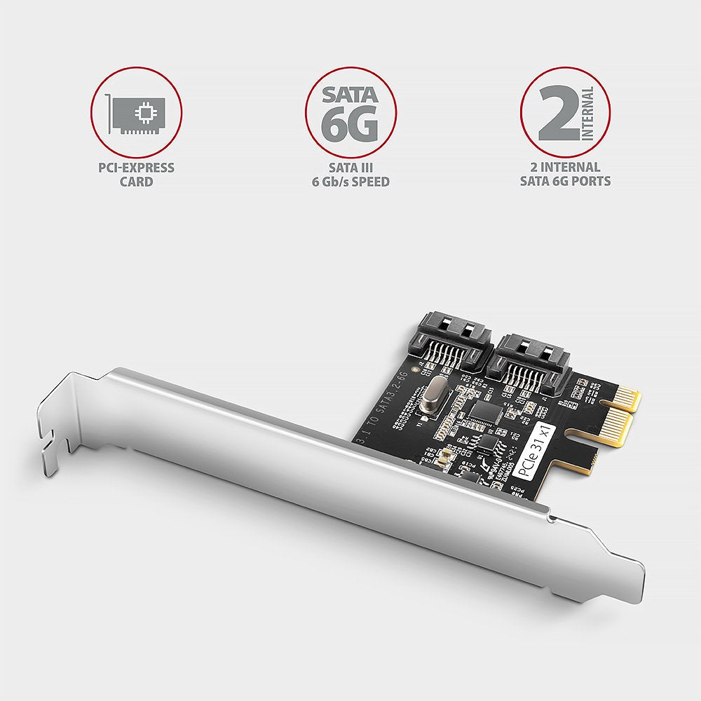 Axagon Pces-Sj2 Pcie Controller 2x Internal Sata 6g Port, Jmb582 + Lp