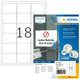 EAN 4008705103022 - HERMA 10302 etiqueta autoadhesiva Rectángulo redondeado Desmontable Blanco 1800 pieza(s) imagen 1