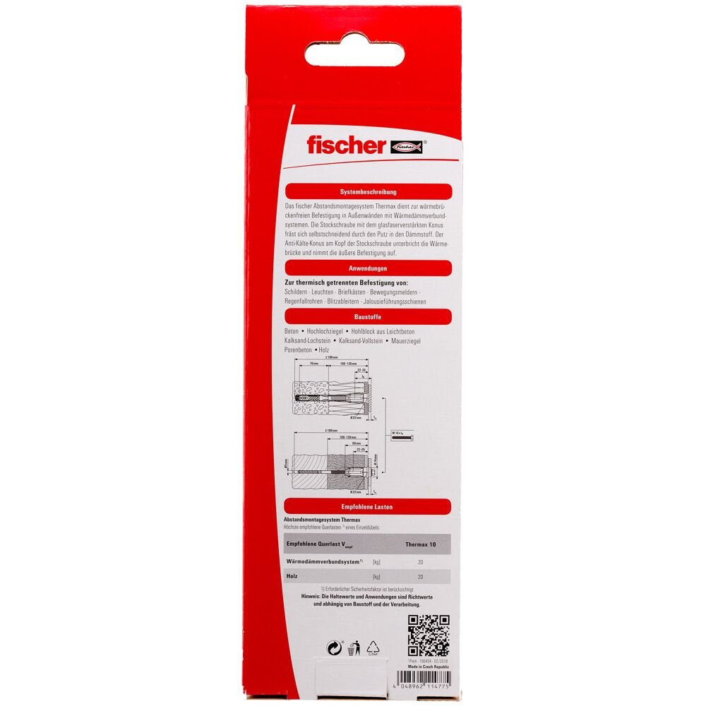 EAN 4048962114775 - Fischer 512173 tornillo de anclaje y taco 2 pieza(s) Juego de enchufes de pared y tornillos 70 mm imagen 3