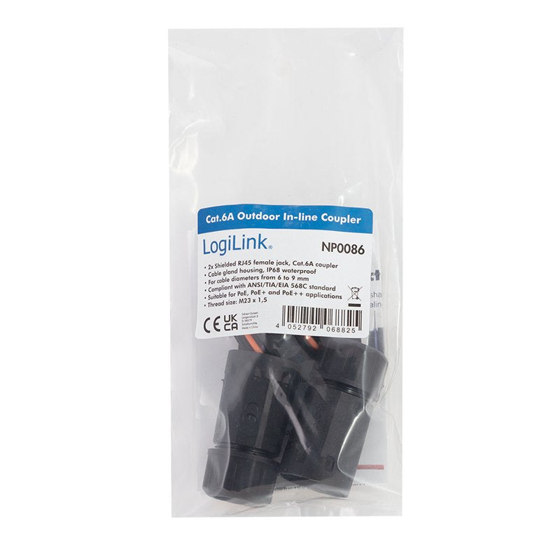 Conector De Cable De Red Logilink, Exterior, Cat.6a, Resimente Al Agua Ip68.