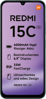 Xiaomi Redmi 15c 5g Dual Sim 4gb Ram 128gb - Mint Green