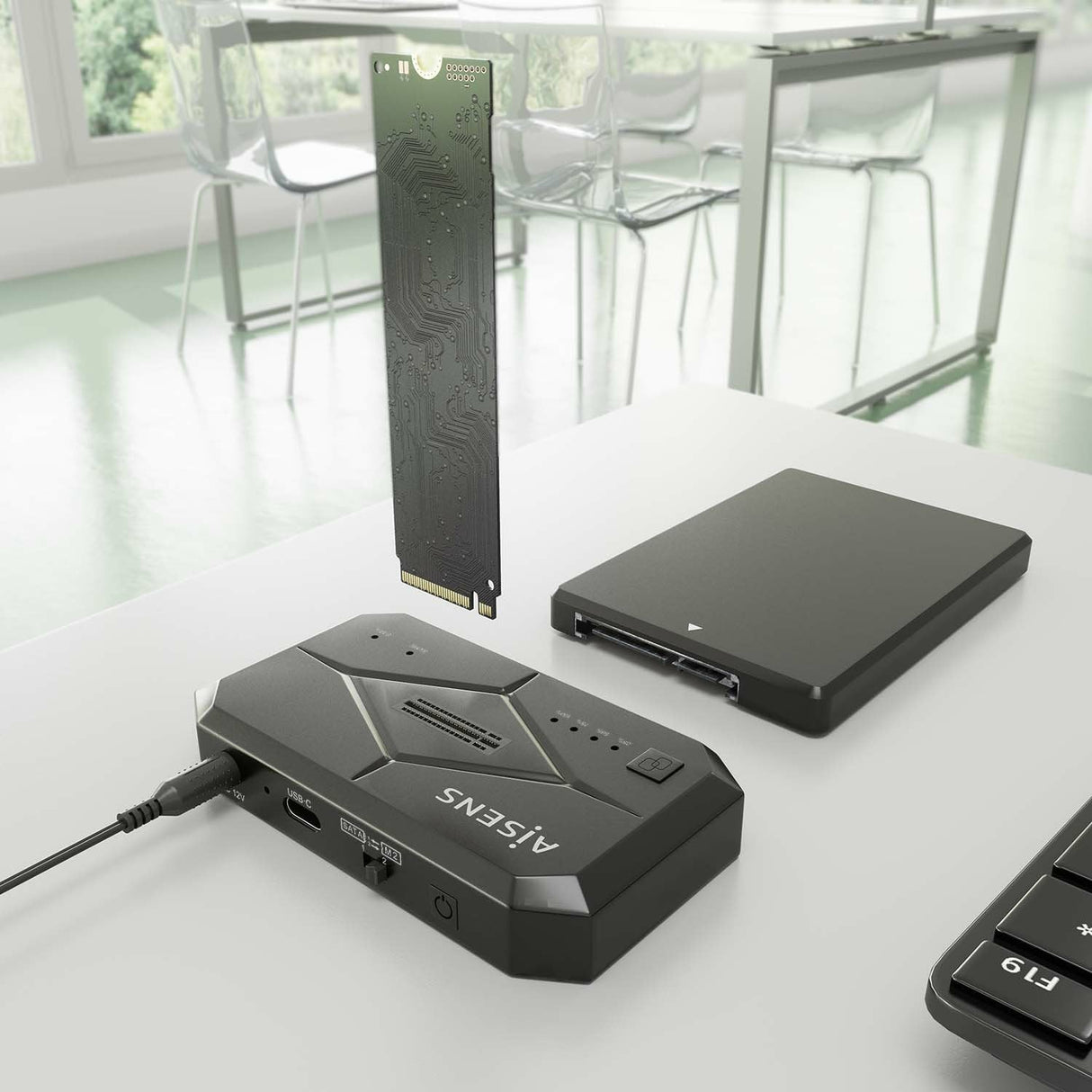 Aisens Estacion De Docking Asds-M2sata04b Sata 2.5/3.5, M.2 Nvme A Usb 3.0/3.1 Gen1, Clone, Negro