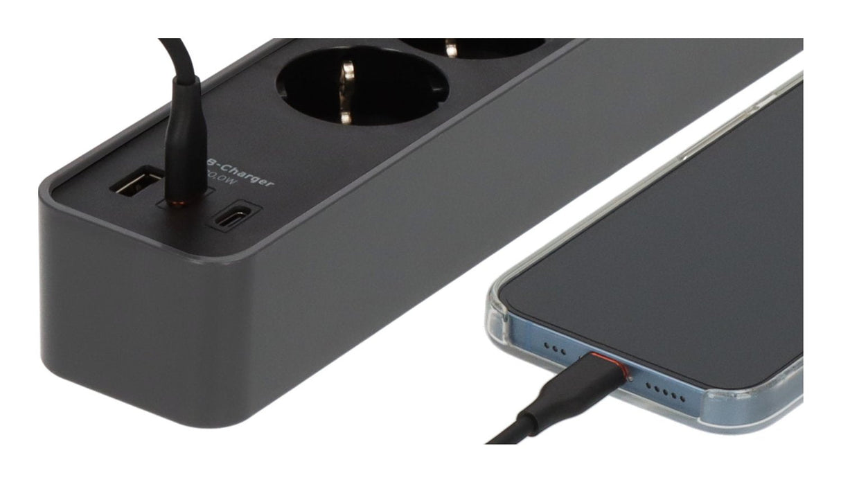 Brennensilla Ecolor Steckdosenleiste 4-Fach Mit 2x Usb-C, 1x Usb-A (Negro/Anthrazit, 1,5 Meter Cable, Mit Sicherheitsschalter) 1153240216