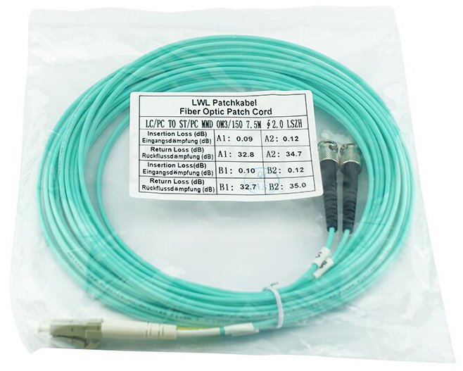 Latiguillo De Fibra Óptica Blueoptics Lc / St Mm Om3 Aqua 5,0m
