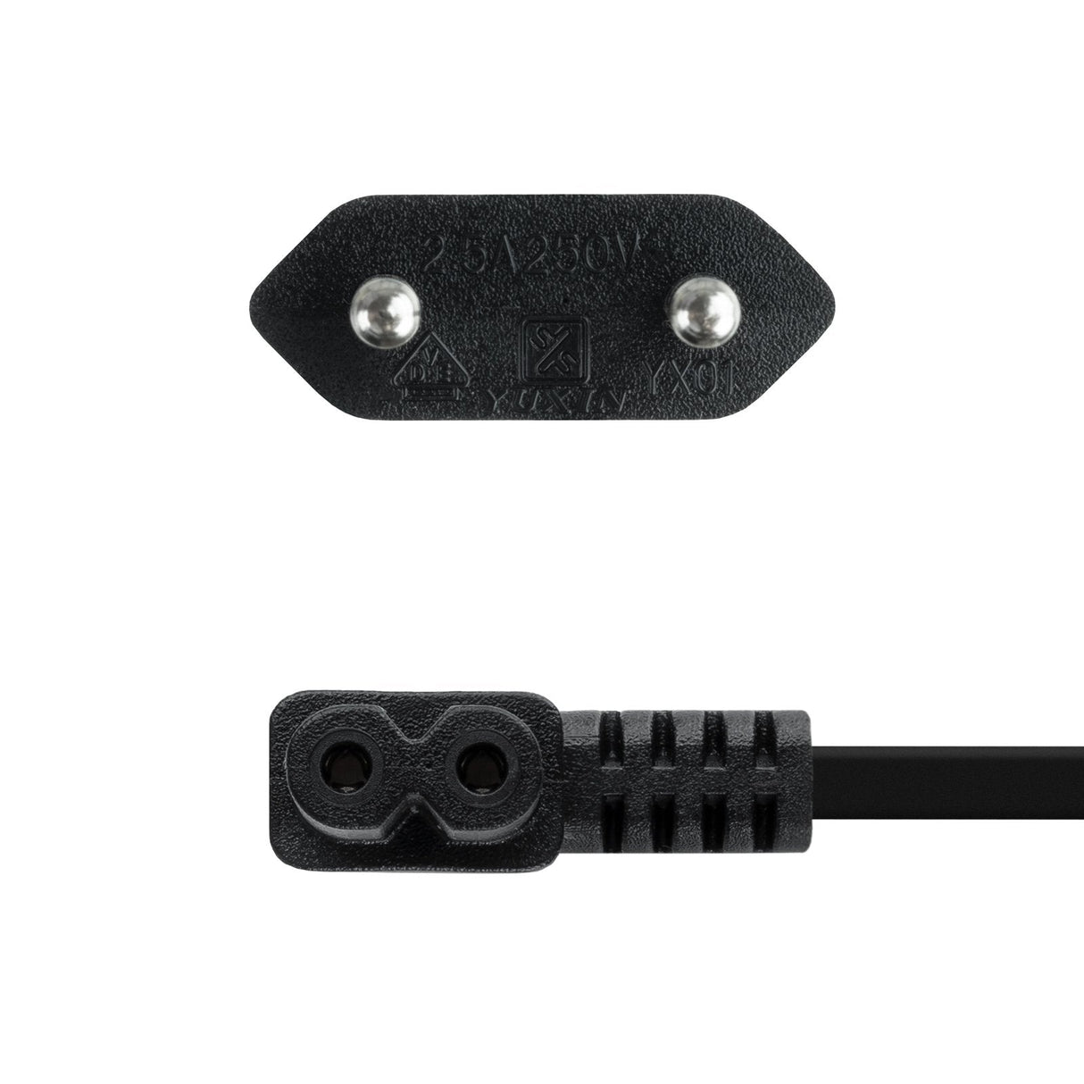 Cable Aliment. Acodado Cee7/16/M-C7/H Negro 1.8 M