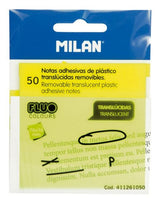50 Notas Adhesivas Removibles Milán 411261050 Translúcidas Amarillo Fluo 76*76mm