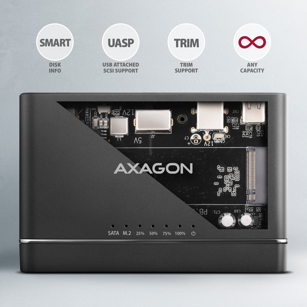 Axagon Adsa-Cc Usb-C 10gbps - Nvme M.2 Ssd & Sata 2.5"/3.5" Ssd/Hdd Clone Mamer 2