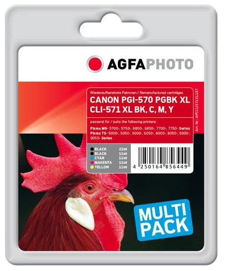 EAN 4250164856449 - AgfaPhoto APCCLI571XLSET cartucho de tinta 5 pieza(s) Compatible Negro, Cian, Magenta, Amarillo imagen 1