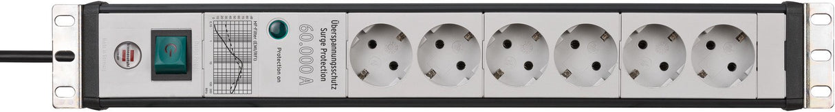 EAN 4007123674886 - Brennenstuhl 1156057696 base múltiple 3 m 6 salidas AC Interior Negro, Gris claro imagen 1
