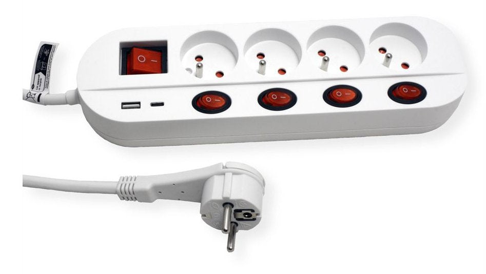 Roline 4-Fach Steckdosenleiste Mit Schalter, Ute Version, Usb-Charger A+C, 3 M
