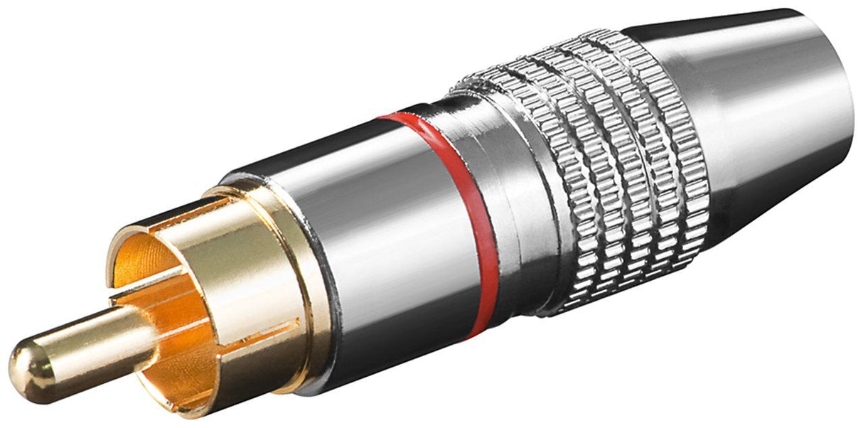 Conector Rca Macho  Rojo, Metal Contactos Chapados Oro