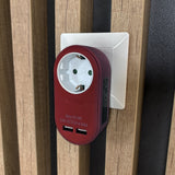 Entac Meckdosenadaptador + 2x Usb-A Hrgundy