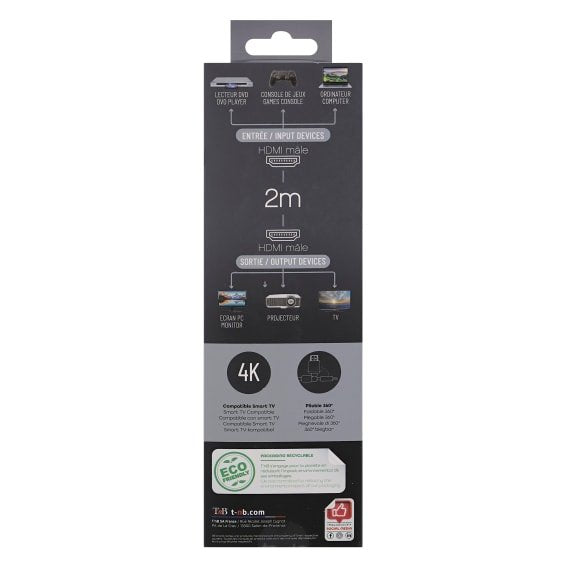 Cable Hdmi 2.0 T Nb 2m M/M 360° (Negro)