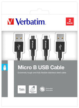 Verbatim Micro-Usb Sync- Y Cable De Carga 100 Cm Negro (2er Pack)