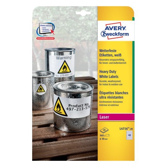 Avery Zweckform Resistente A La Intemperie Folienetiketten 30,0 X 30,0 Mm