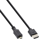 Cable Hdmi De Inline Con Ethernet Tipo A A D Macho Súper Delgado Negro / Dorado 1,5 M