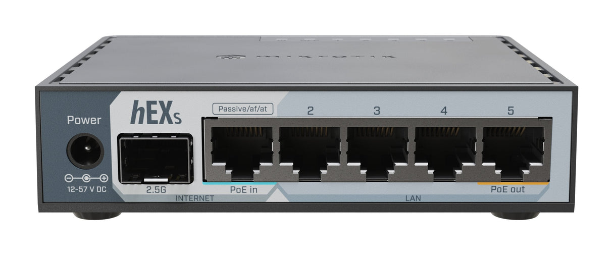 Mikrotik E60iugs (Hex S 2025 Version) Router Con Cpu De Doble N&Uacute Cleo De 950 Mhz, 512 Mb De Ram, Jaula Sfp De 2,5 G, 5 Puertos Gigabit Eth, Usb, Routeros V7 L4, Carcasa De Pl&Aacute Stico, Fuente De Alimentaci&Oacute N.