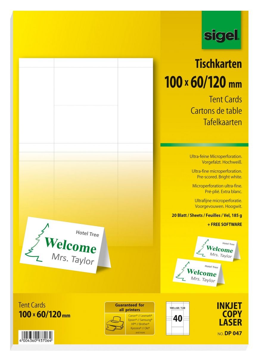 Sigel Tischkarten 10,0 X 6,0 Cm