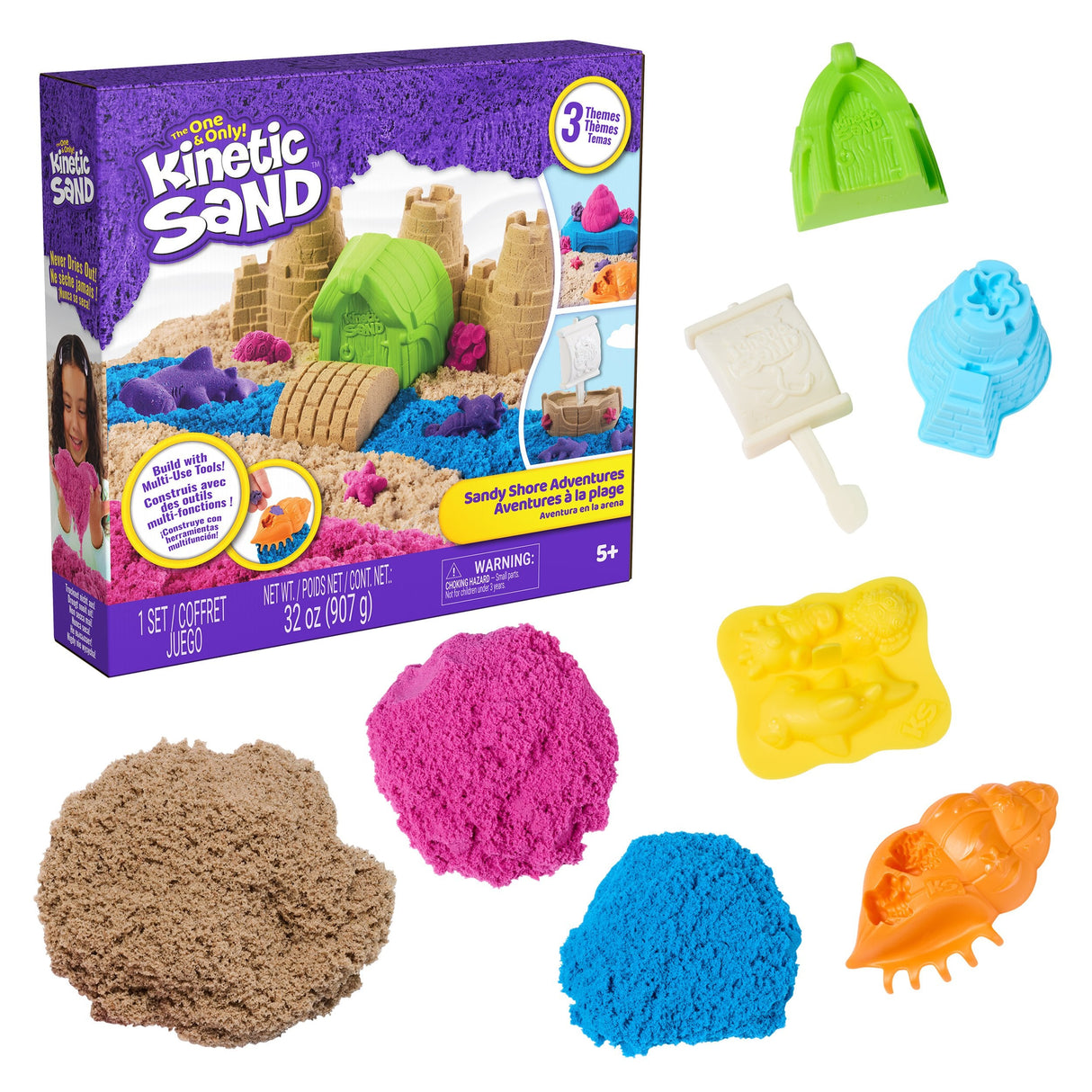 Spinmaster Kinetic Sand - Strand Abenteuer Set (Con 907 Gramm Arena In 3 Colores) 6076422
