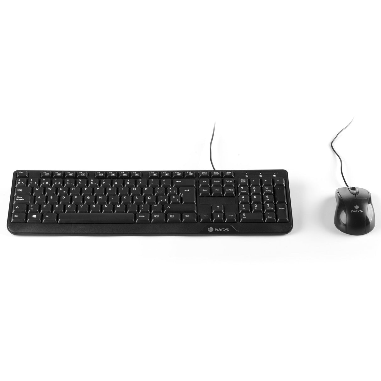 Teclado Español + Ratón Ngs Cocoa Kit 12 Teclas Multimedia - Sensor Óptico 1000dpi  Cable Usb