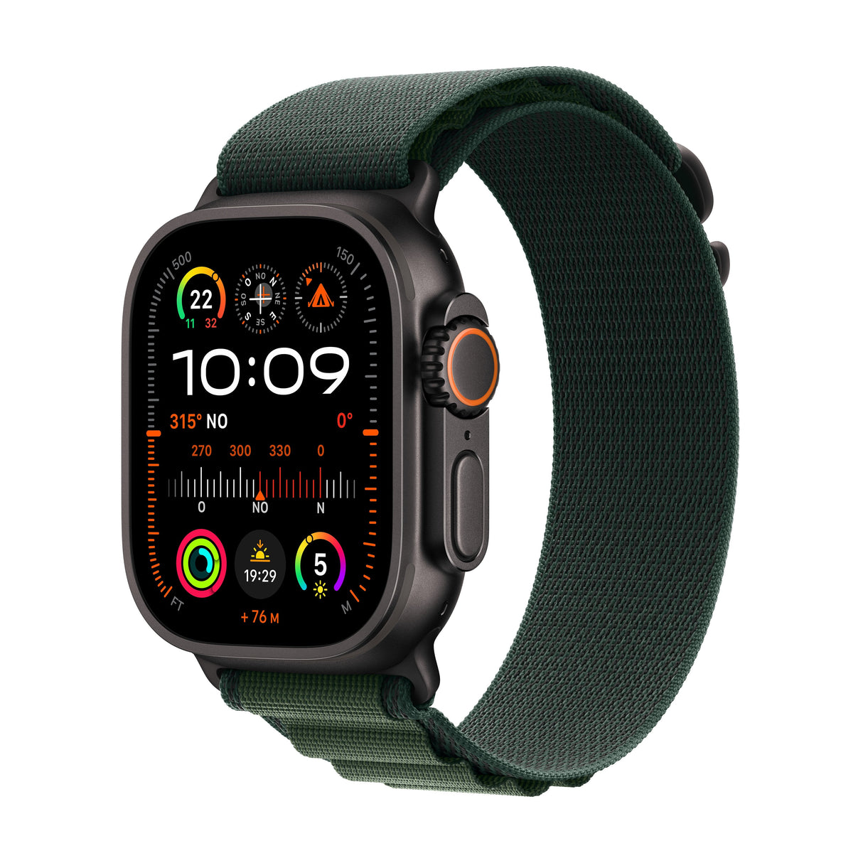 Apple Watch Ultra 2 Gps + Cellular 49mm Titanium Black Case With Dark Green Alpine Loop Large Eu Mx4t3