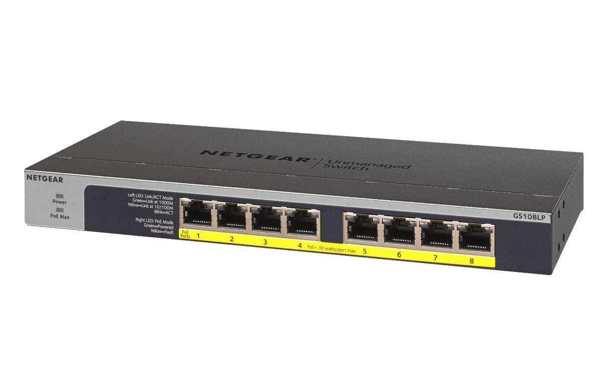 Hub  Switch Netgear Gs108lp-100eus 8xgigabit/Pared+Rack/8xpoe Gs108lp-100eus