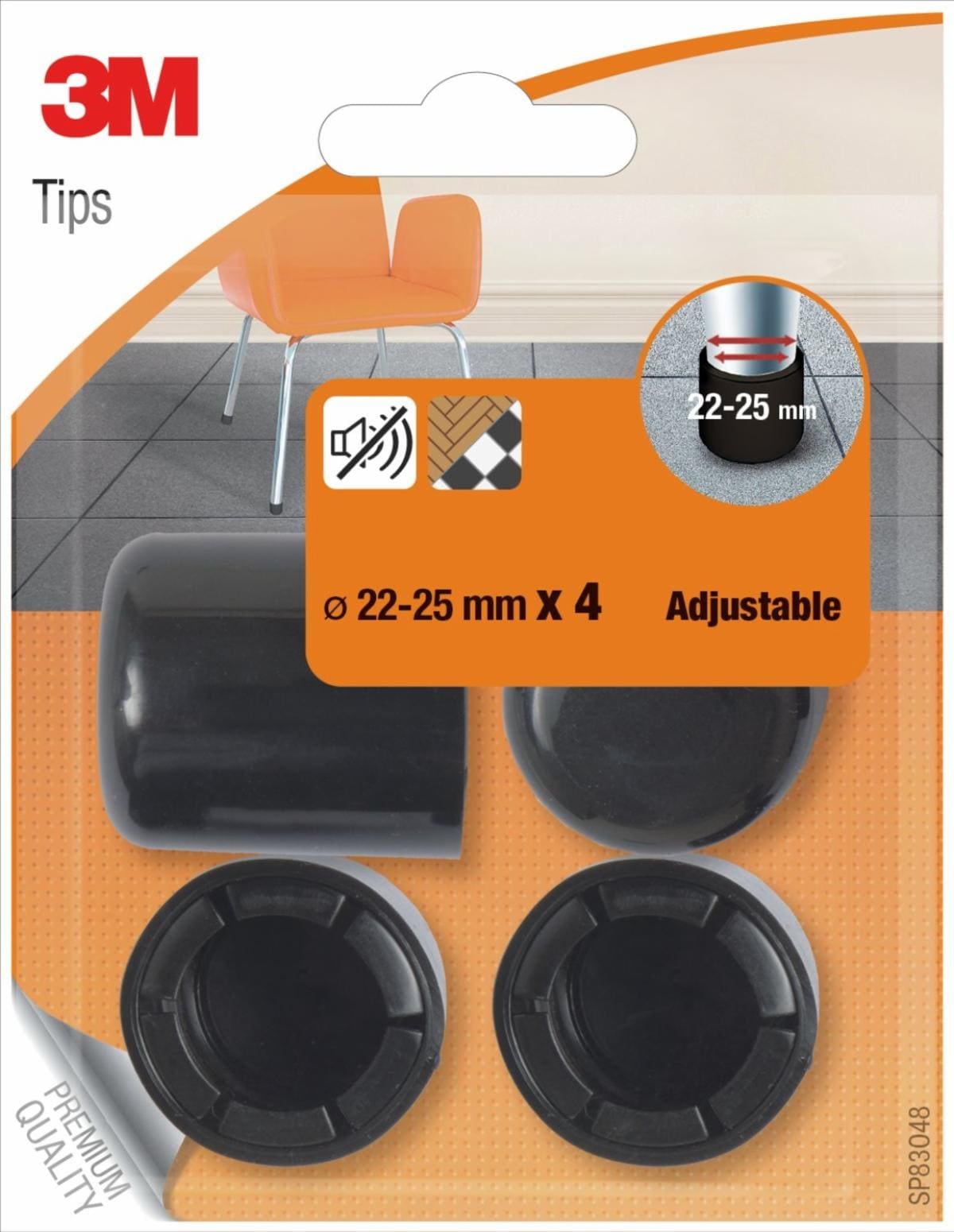 Scotch Pack De 4 Conteras Ajustables - Diametro De 22-25mm - Negro