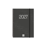 Agenda  Anual 2027 Finocam Espiral Basics Year - Semana Vista Horizontal - Formato E10 - 155x212mm - Espiral - Tapa De