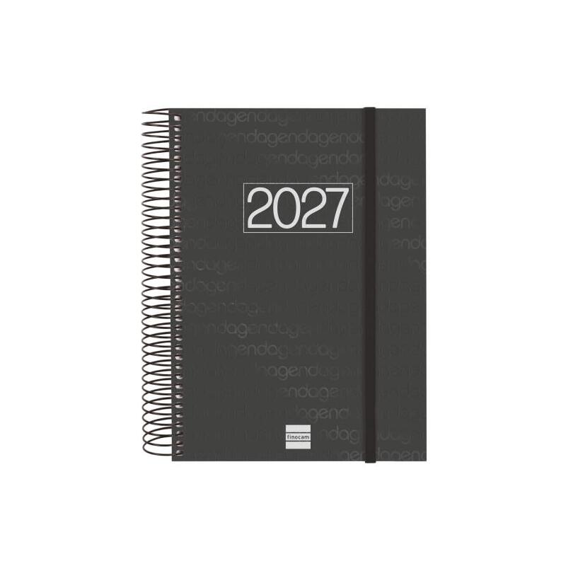 Agenda Finocam Espiral Basics Year 2027, Diaria, Catalán, E10, 155 × 212 Mm, Goma Elástica