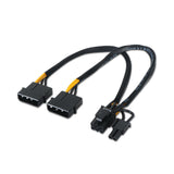 Aisens Cable Tarjeta Grafica - 2xmolex 4pin/M-Pci-E(Molex 6+2pin)/M - 20cm - 100% Cobre - Negro