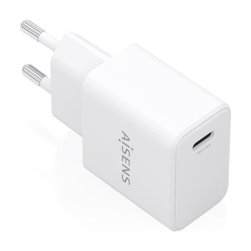 Aisens Cargador Gan Usb-C Pd3.0 1xusb-C 20w, Blanco