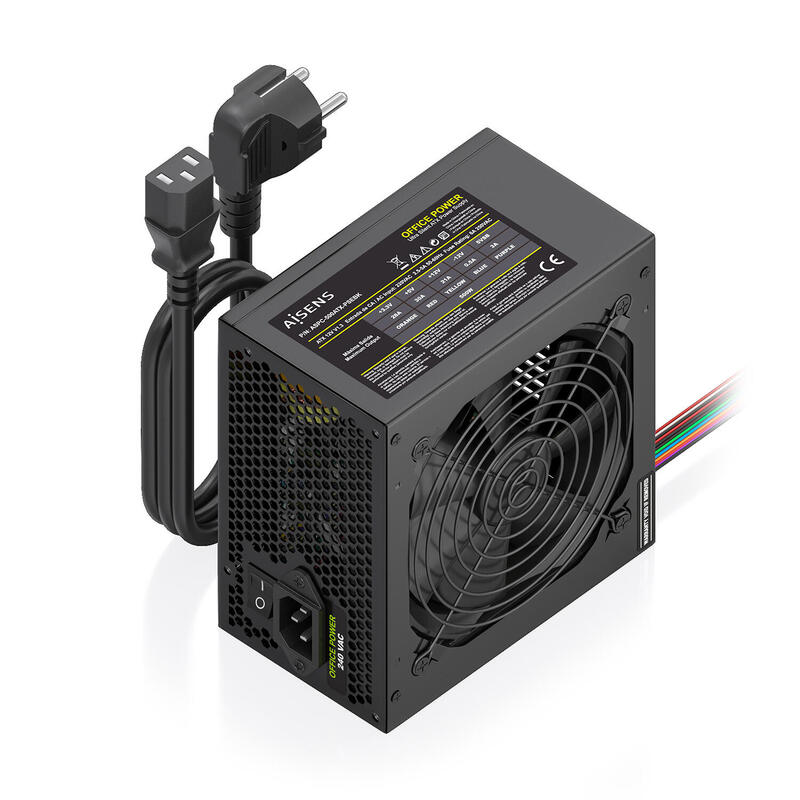 Aisens  Fuente Alimentacion Atx 500w Con Cable De Alimentacion Oem, Negra