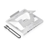 Aisens Soporte De Sobremesa Ajustable Para Portatil / Tablet Con Usb-C Docking 7 En 1, Gris