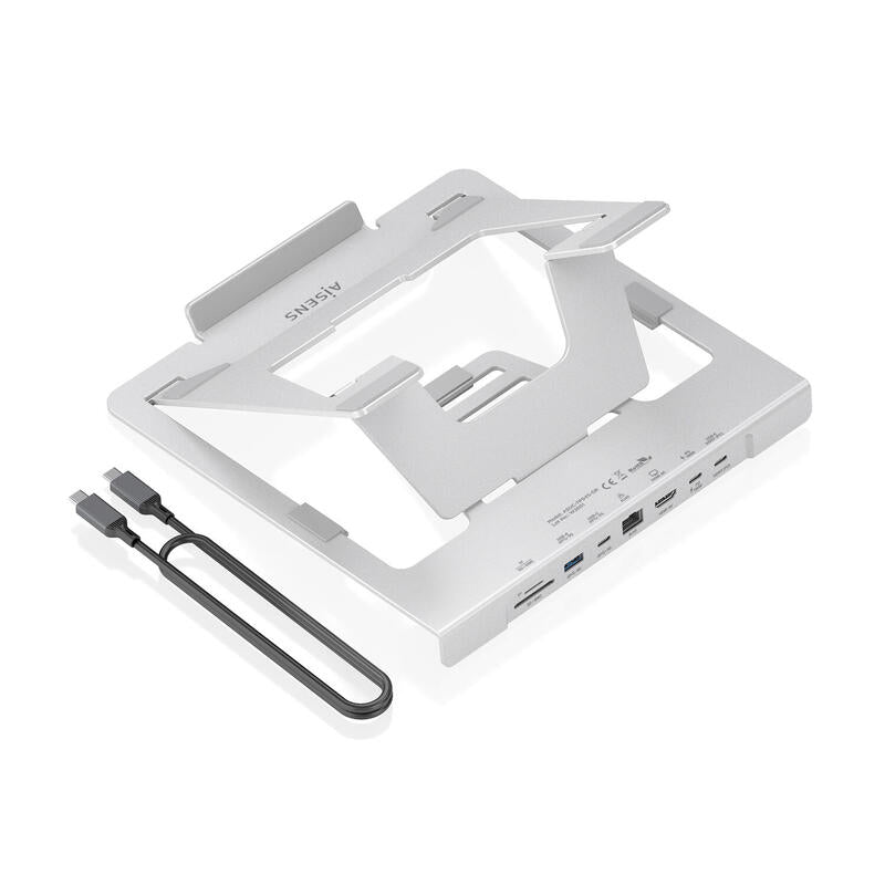 Aisens Soporte De Sobremesa Ajustable Para Portatil / Tablet Con Usb-C Docking 7 En 1, Gris