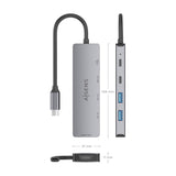 Aisens Usb-C Dock 5 En 1, Usb-C A 1xhdmi 2xusb-A 1xusb-C 1xusb-C Pd, Gris, 15cm