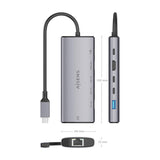 Aisens Usb-C Dock 6 En 1, Usb-C A 1xhdmi, 1xrj45, 1xusb-A 10g, 2xusb-C 10g, 1xusb-C Pd, Gris, 20cm