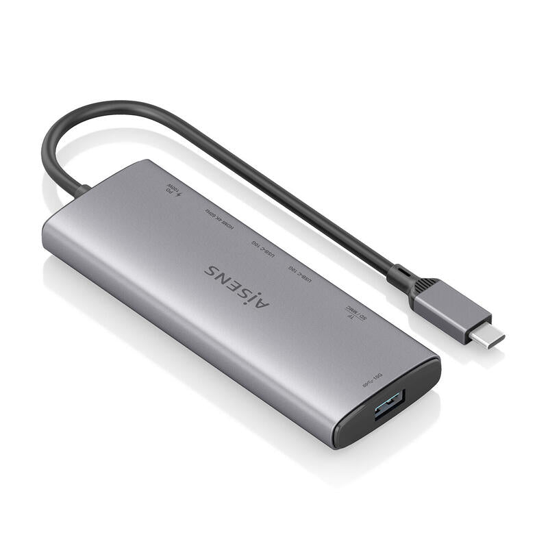 Aisens Usb-C Dock 7 En 1, Usb-C A 1xhdmi, 1xusb-A 10g, 2xusb-C 10g, 1xsd, 1xmicro Sd, 1xusb-C Pd 100w, Gris, 20cm